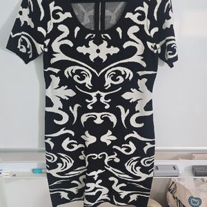 Pink Rose Black and Cream Mini Dress